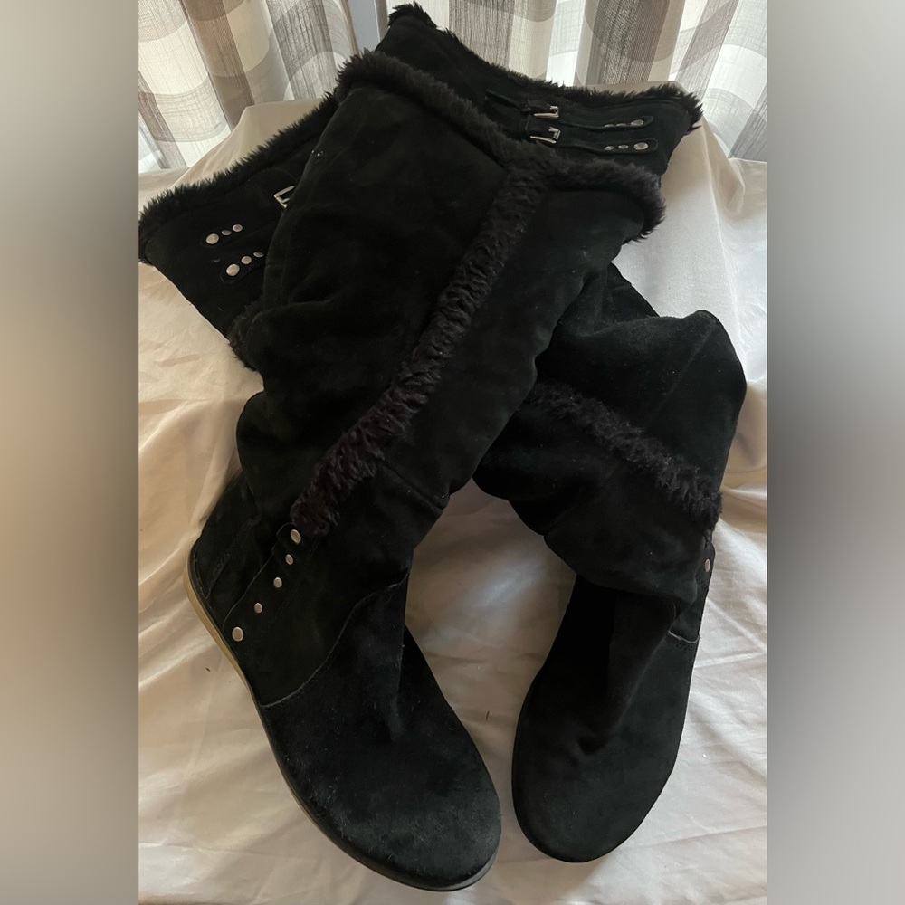 Baretraps Women’s Prestige Knee High Suede‎ Fur Lined Black Size 7 Boots